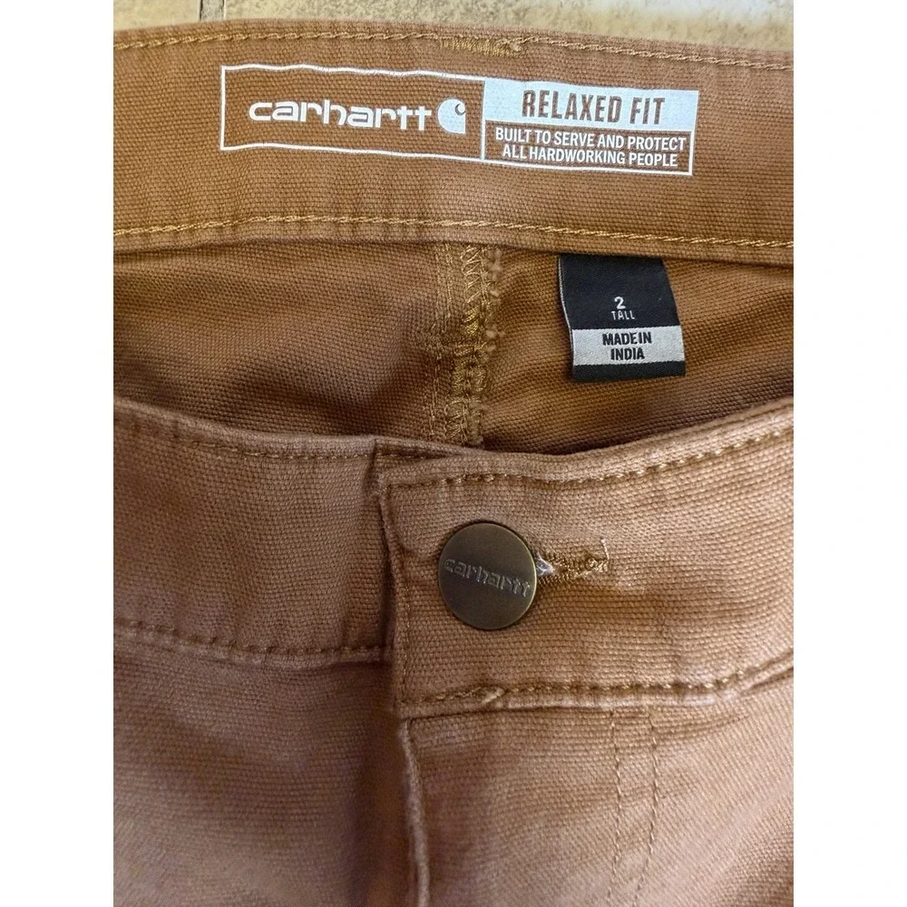 Carhartt double knee Duck Jeans carpenter Women's Sz 2 Tall rugged relaxed fit - Picture 4 of 10
